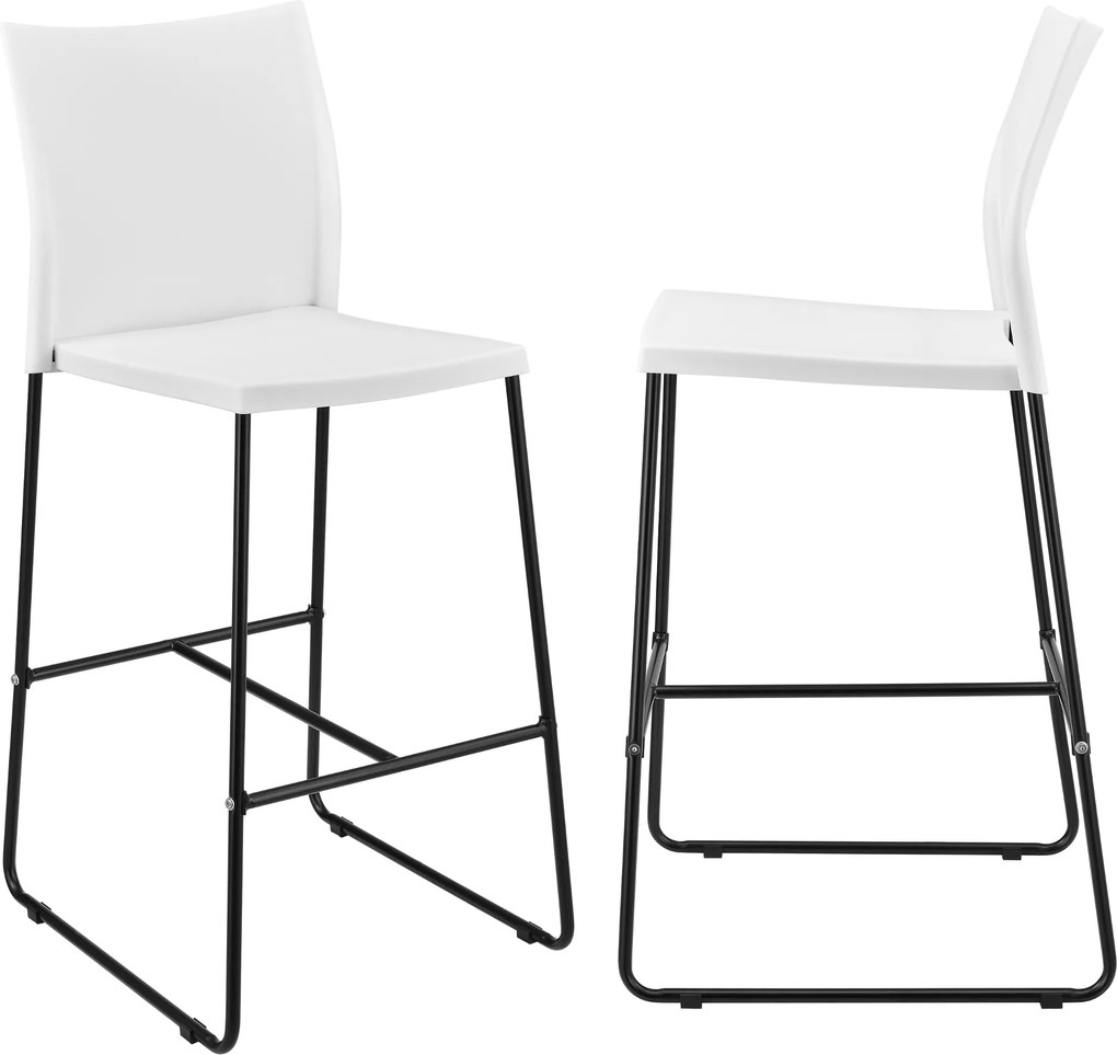 [en.casa]® Set 2 bucati scaun bar design AAPB - 2201, 107 x 31 x 48 cm, metal/plastic, alb