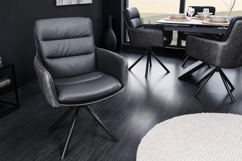 Set 2 scaune pivotante Big George, microfibra/ piele antracit