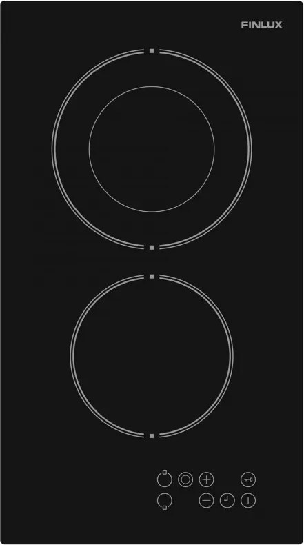 Plita vitroceramica incorporabila Finlux FXVT 312D, 2900 W, Indicator de caldura reziduala, Control tactil, Negru