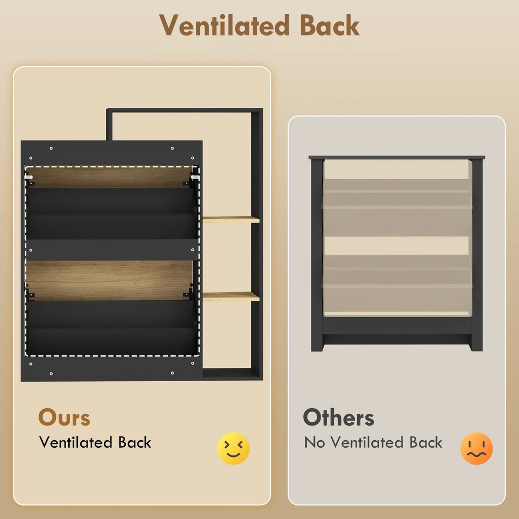 HOMCOM dulap slim pantofi, dulap economisire spațiu, pantofar slim, dulap rabatabil pantofi, pantofar economisire spațiu | Aosom Romania