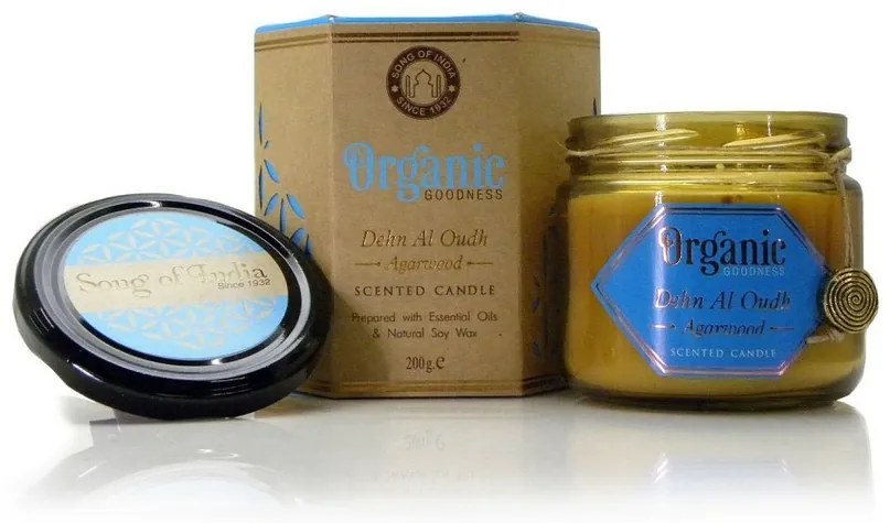 Lumânare organică Dehn Al Oudh - Agarwood 200 g însticlă ambră