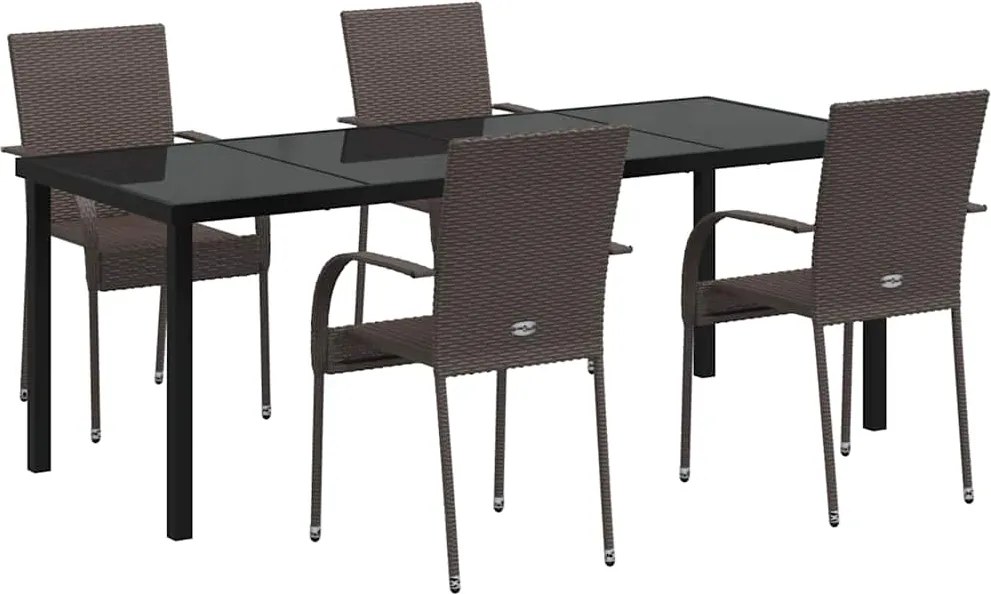 vidaXL Set de masă pentru grădină 5 pcs Maro Oțel vopsit electrostatic