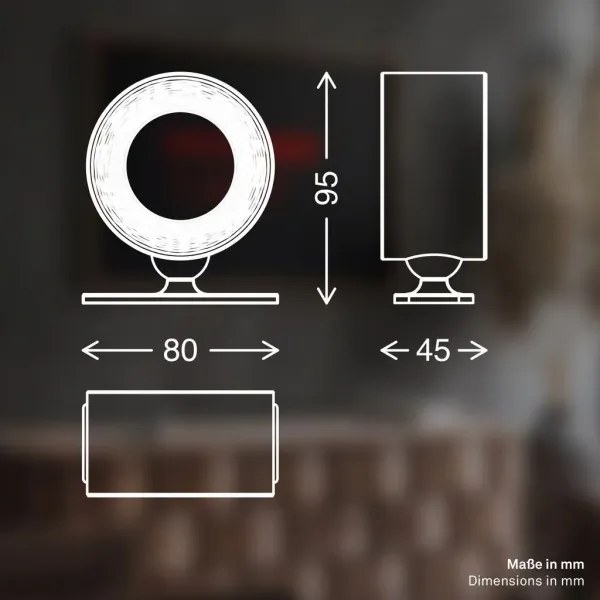 Briloner 3896015 - Aplica de perete LED reîncărcabilă și reglabilă, 1,6W/5V 1500 mAh, negru