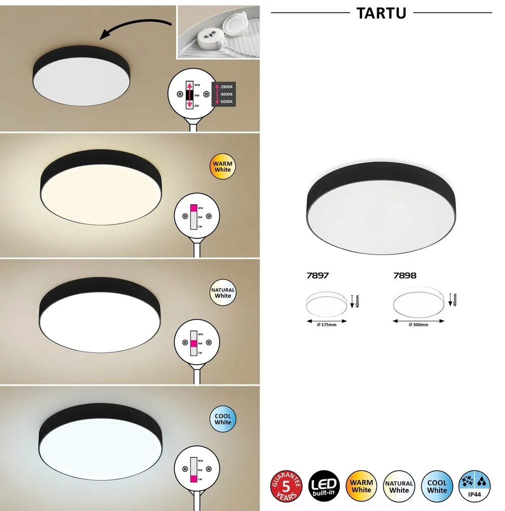 Plafoniera LED slim de exterior IP44 Tartu negru 17,5cm