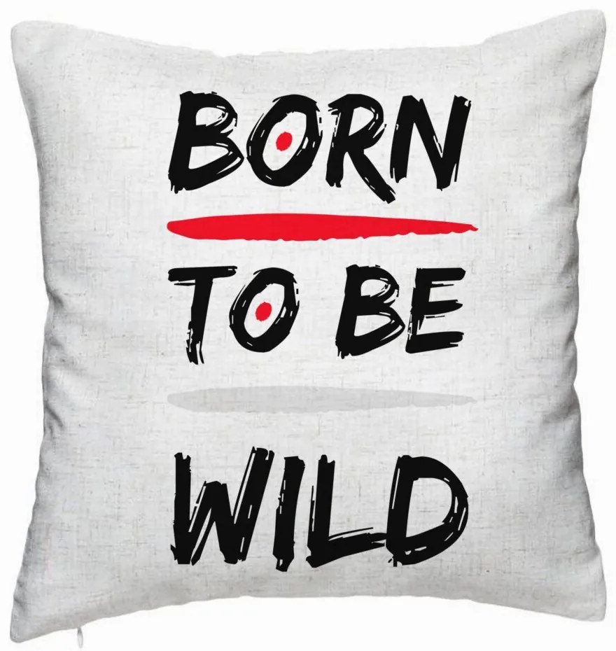 Perna Decorativa, Model Born to Be Wild, 40x40 cm, Alb Murdar, Husa Detasabila, Burduf