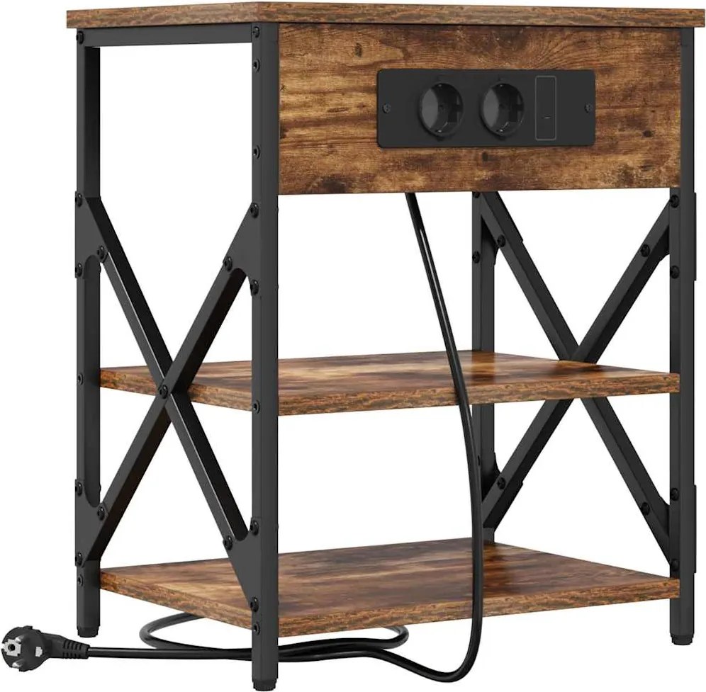 vidaXL Dulap de noapte Stejar fumuriu 41 x 31 x 51 cm Lemn compozit