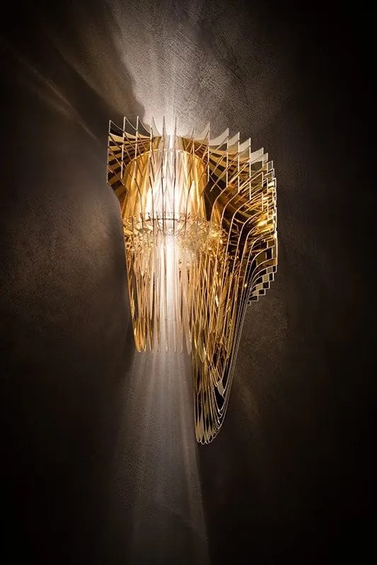 Aplica de perete design Art Deco realizata manual Aria Gold