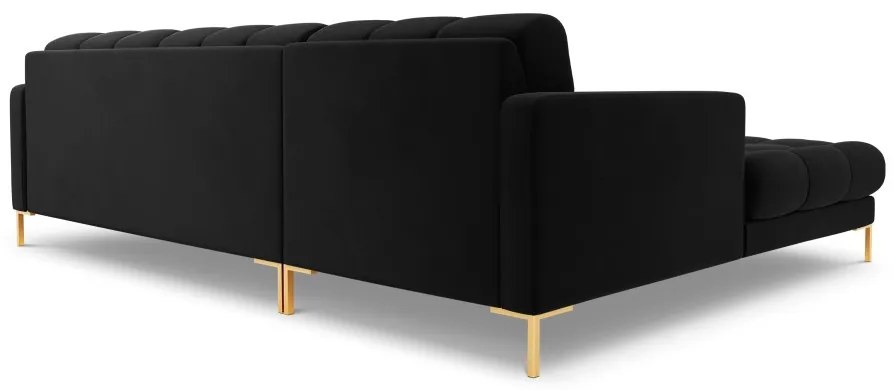 Colțar catifea Bali 5 locuri/partea stanga - Negru - Metal gold