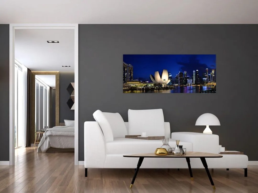 Tablou Singapore nocturn (120x50 cm)