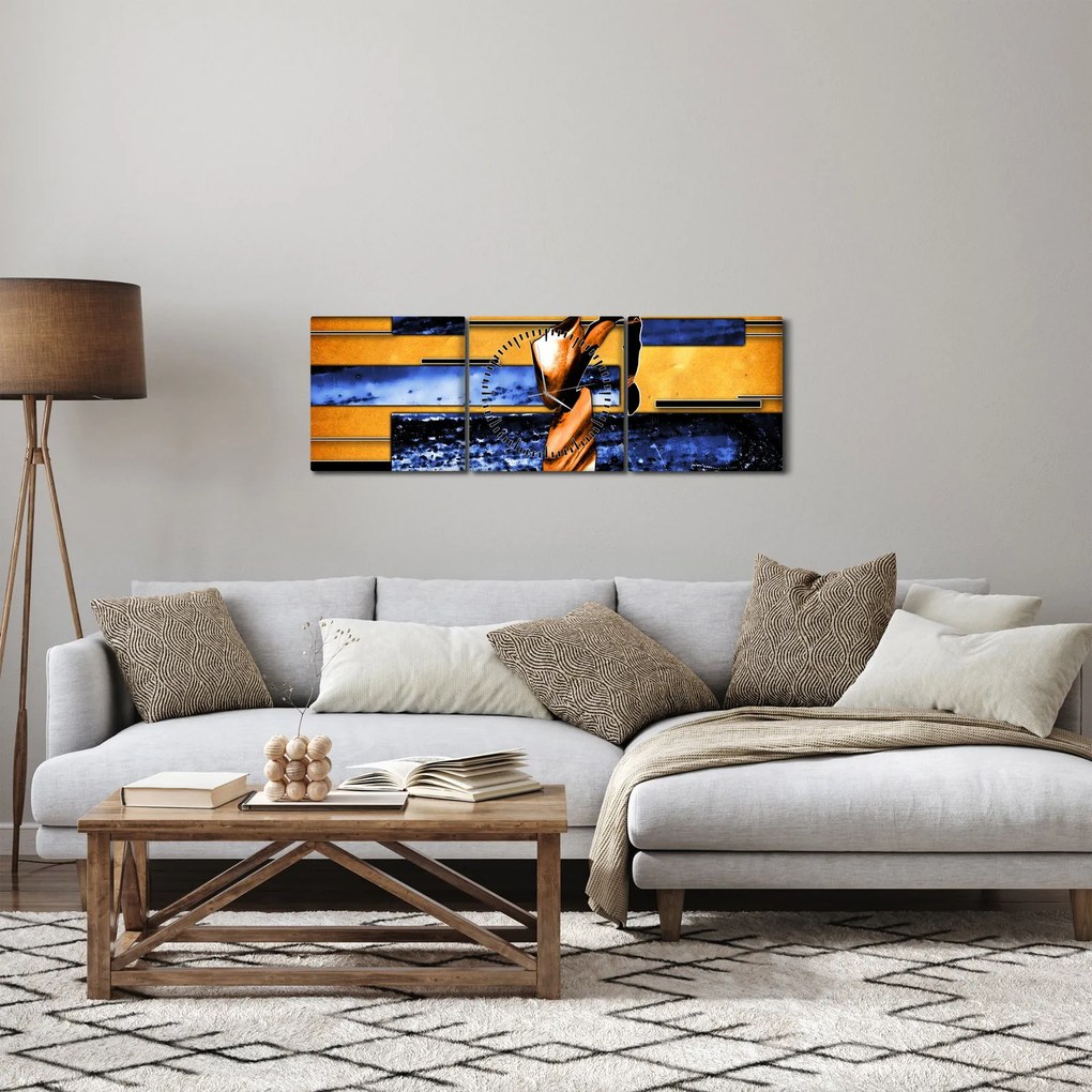 Tablou picturii abstracte (cu ceas) (90x30 cm)