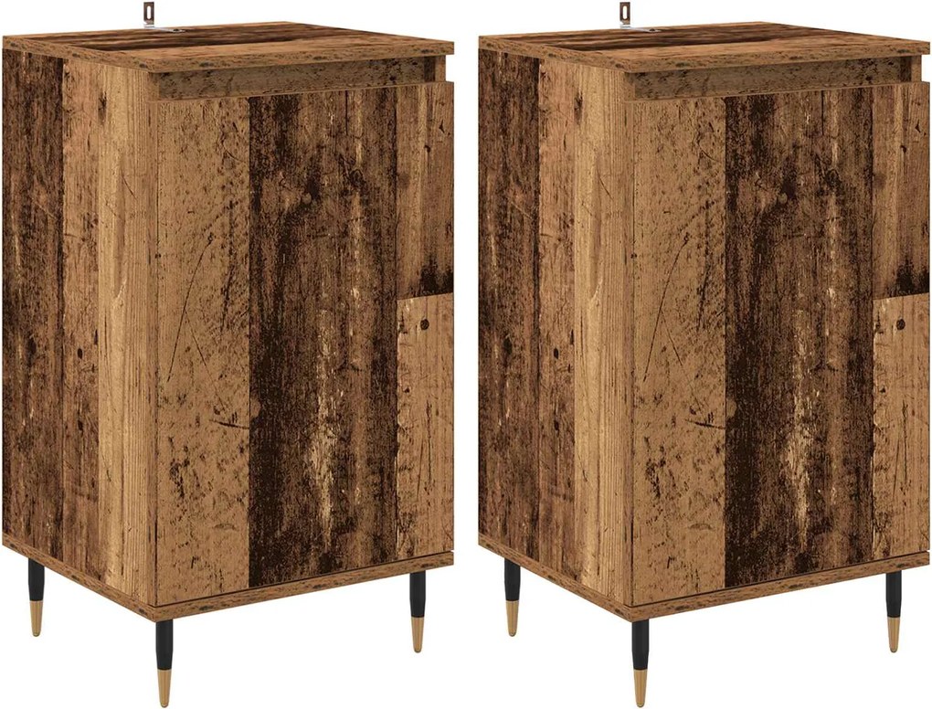 vidaXL Bufet 2 pcs Lemn Vechi 40 x 35 x 70 cm Lemn Ingineresc și Fier