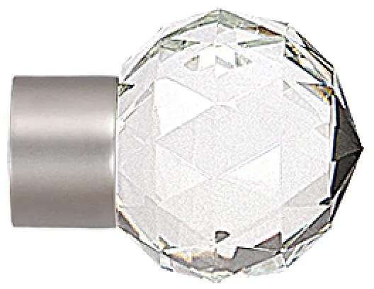 Set capat decorativ pentru galerie 19 mm kula cristal crom mat 2 bucati
