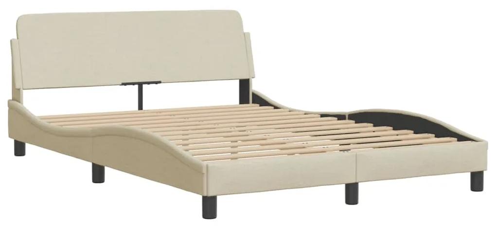 373170 vidaXL Cadru de pat cu tăblie, crem, 140x190 cm, textil