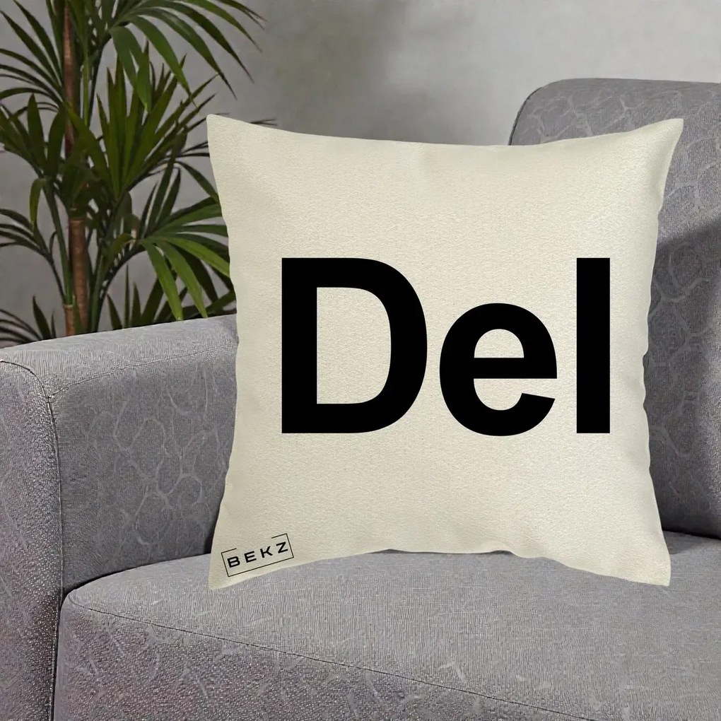Perna Personalizata Tasta Del Tipografie Bold, 40x40 cm, Ecru, Husa Detasabila, Perna Inclusa, BEKZ®