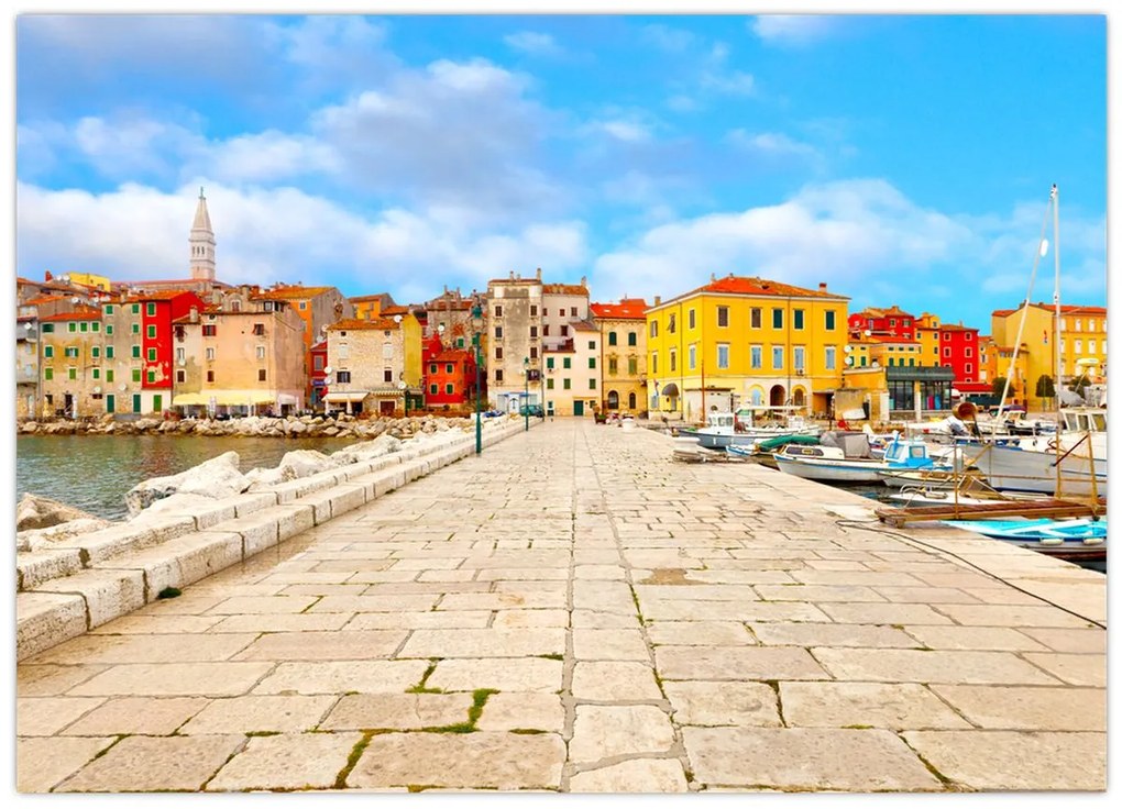Tablou pe sticlă - Orașul Istrian vechi Poreč, Croația (70x50 cm)