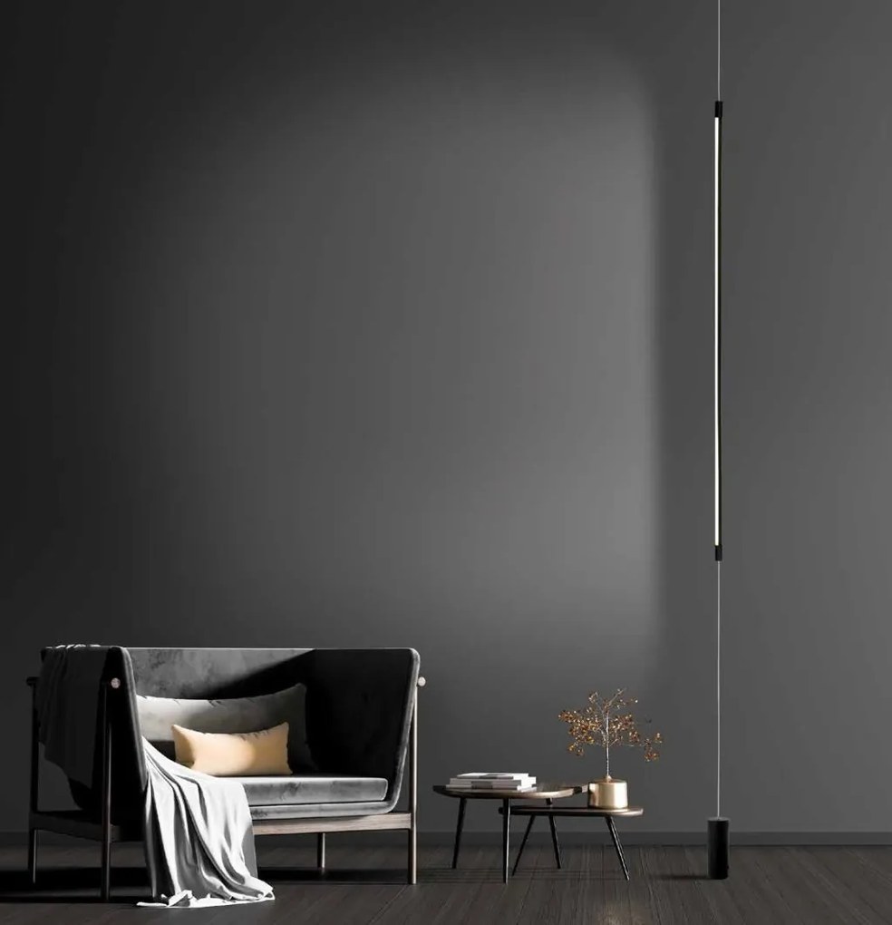 Lampa LED suspendata tip lampadar minimalist Fily negru