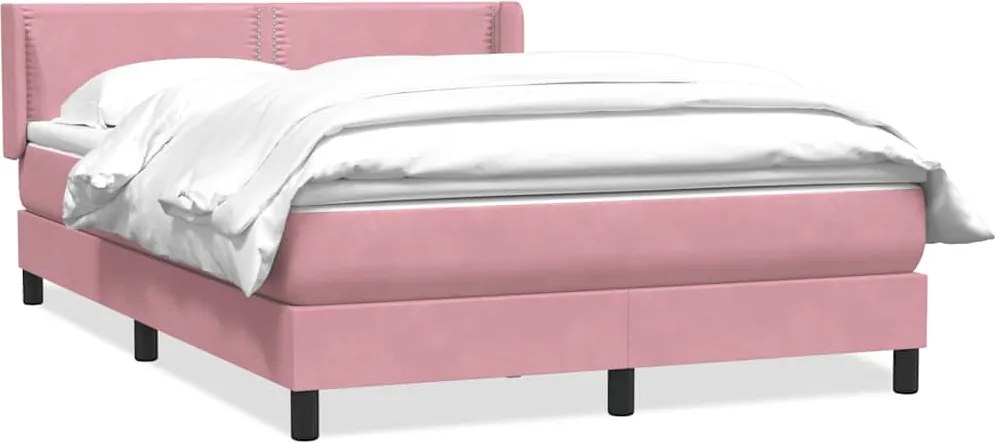 vidaXL Pat box spring cu saltea, roz, 160x210 cm, catifea