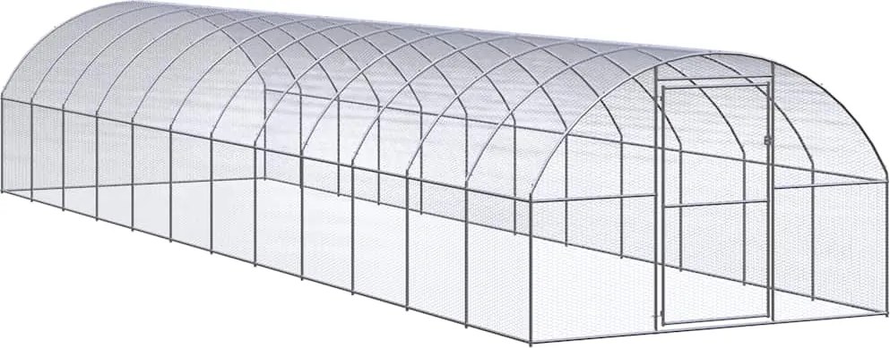 vidaXL Coteț de găini pentru exterior, 3x12x2 m, oțel zincat