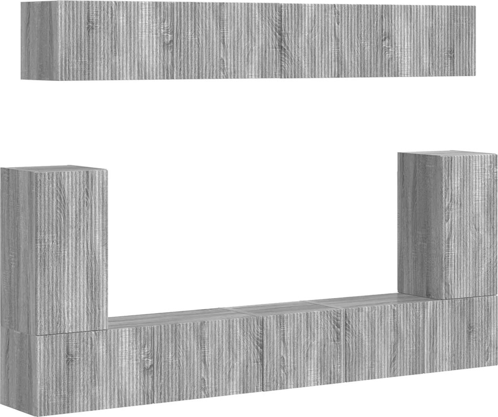 vidaXL Set comodă TV Pe perete 5 pcs Gri Sonoma Lemn compozit