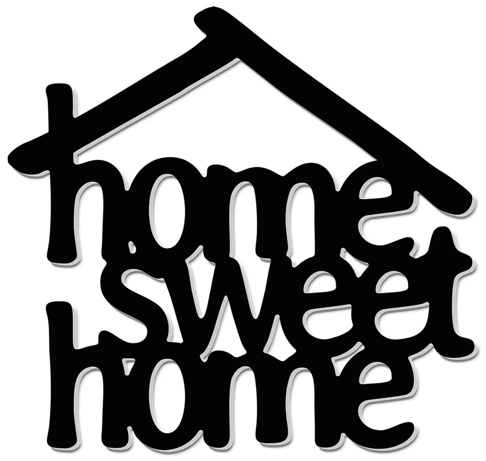 Decoratiune perete 3D, 40x40 cm, home sweet home, negru