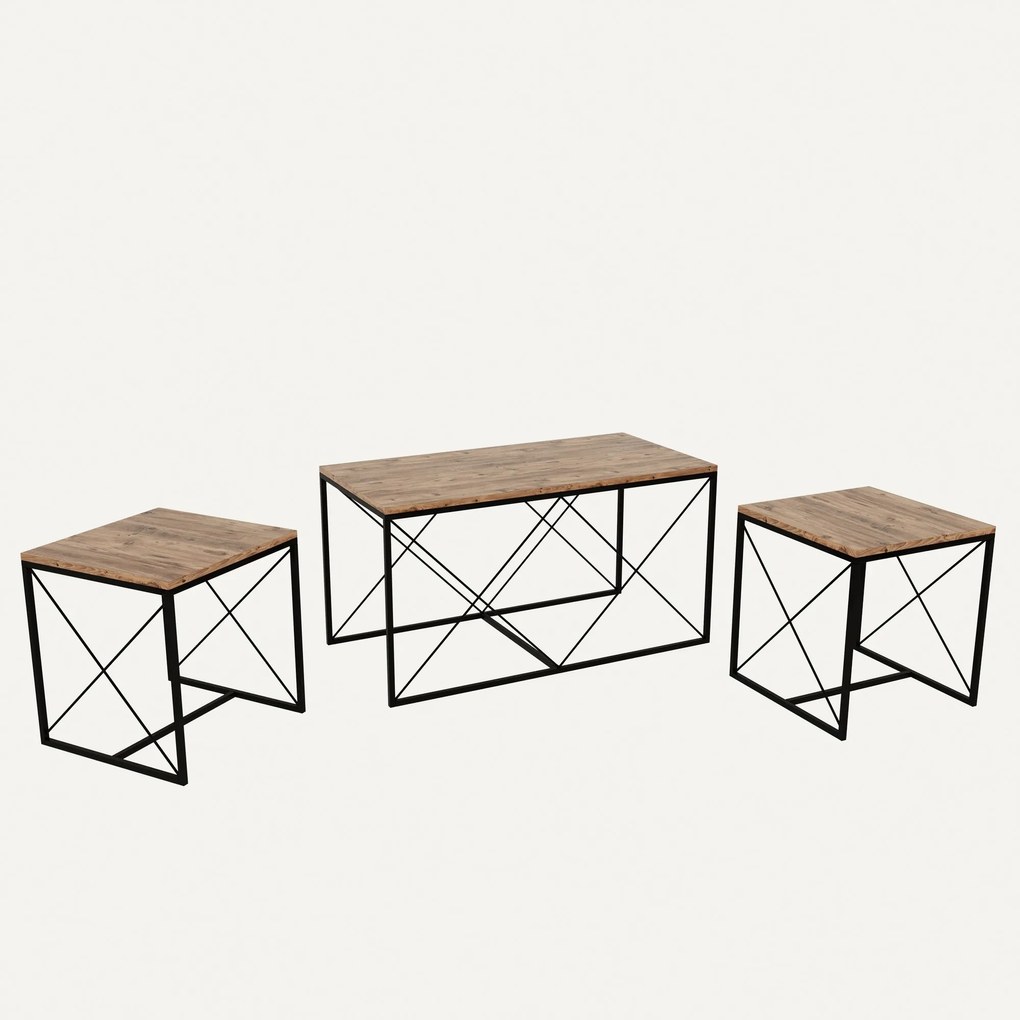Set măsuță cafea Dolphie (Pin atlantic + Negru). 1073108