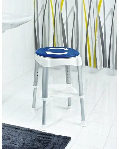 SAPHO A0050401 Scaun rotativ pentru persoane cuhandicap, înălțime reglabilă, alb/albastru