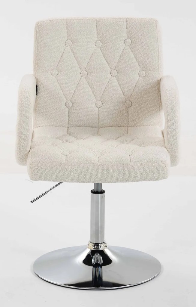 HR8404KW Scaun Crem Boucle cu Bază Aurie