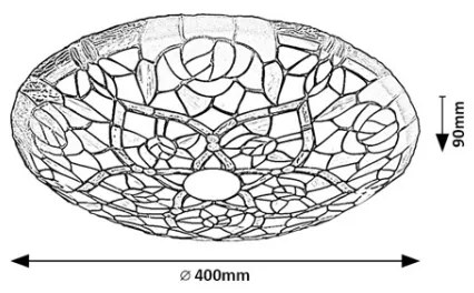Brilagi - Plafonieră Tiffany cu vitralii GARLAN, 2xE27/60W/230V
