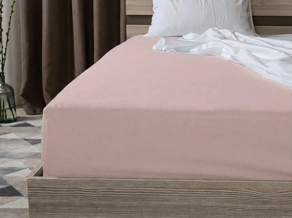 Cearsaf din bumbac cu elastic STANDARD 90 x 200 cm roz prafuit