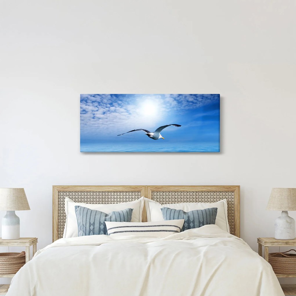 Tablou - Pescărușul peste mare (120x50 cm)
