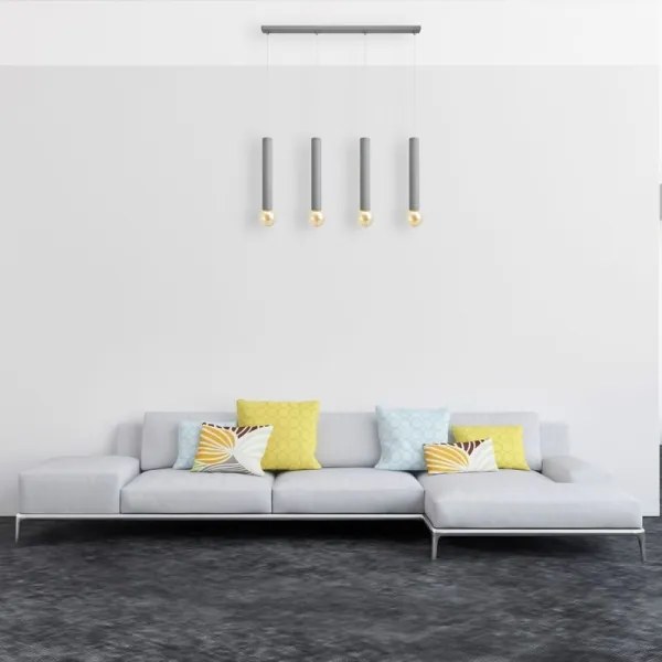 Lustră pe cablu TUBA 4xE27/15W/230V gri