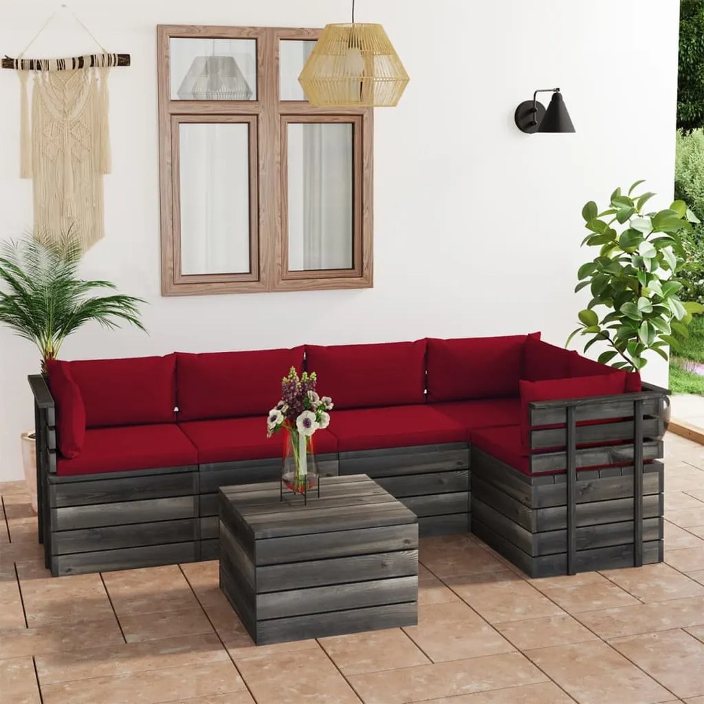 3061956 vidaXL Set mobilier grădină din paleți cu perne, 6 piese, lemn de pin