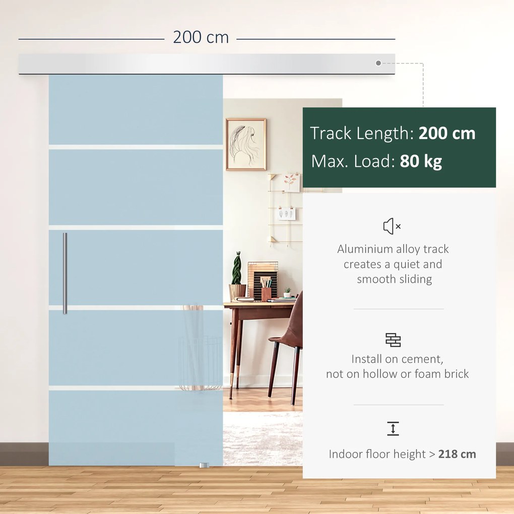 Homcom Usa Glisanta din Sticla Satinata – 102,5×205 cm cu Dungi Decorative | Aosom Romania