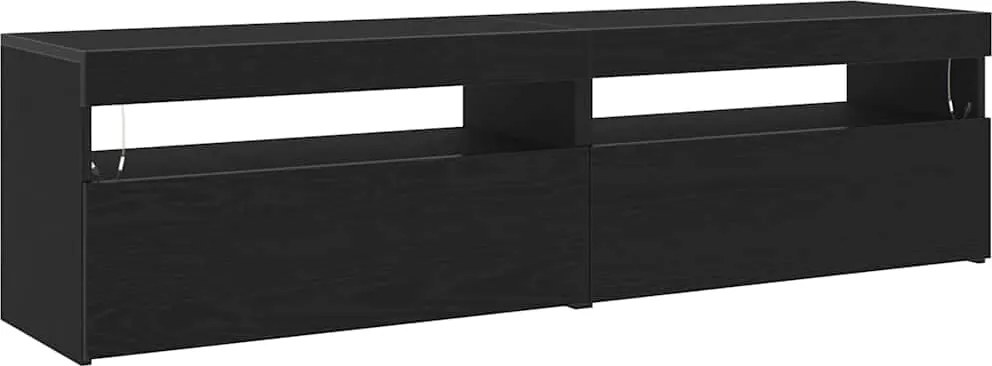 vidaXL Cabinet TV 2 pcs Stejar Negru 75 x 35 x 40 cm Lemn compozit