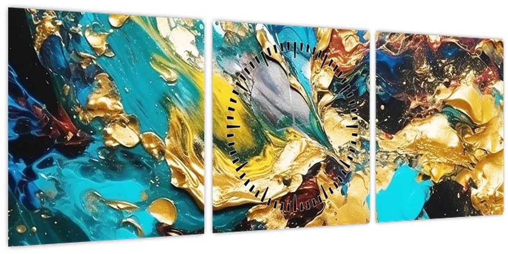 Tablou - Pictură în ulei texturată (cu ceas) (90x30 cm)