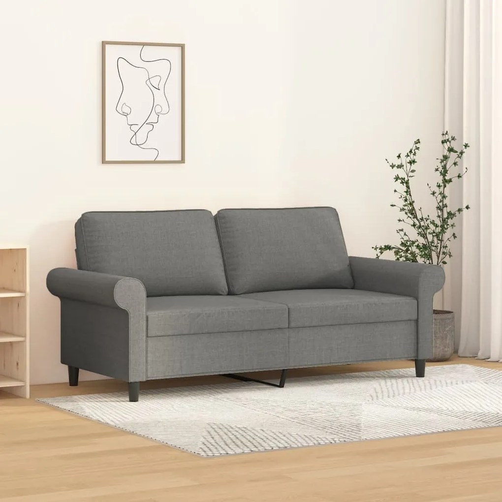 349194 vidaXL Canapea cu 2 locuri, gri închis, 140 cm, material textil