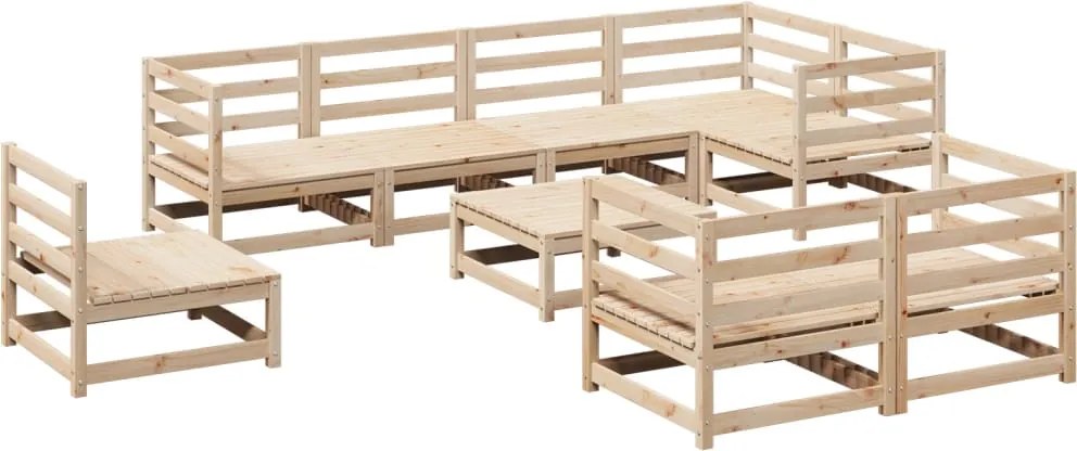 vidaXL Set canapea de grădină, 9 piese, lemn masiv de pin
