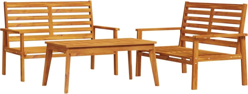 vidaXL Set mobilier de grădină cu perne, 3 piese, lemn masiv acacia