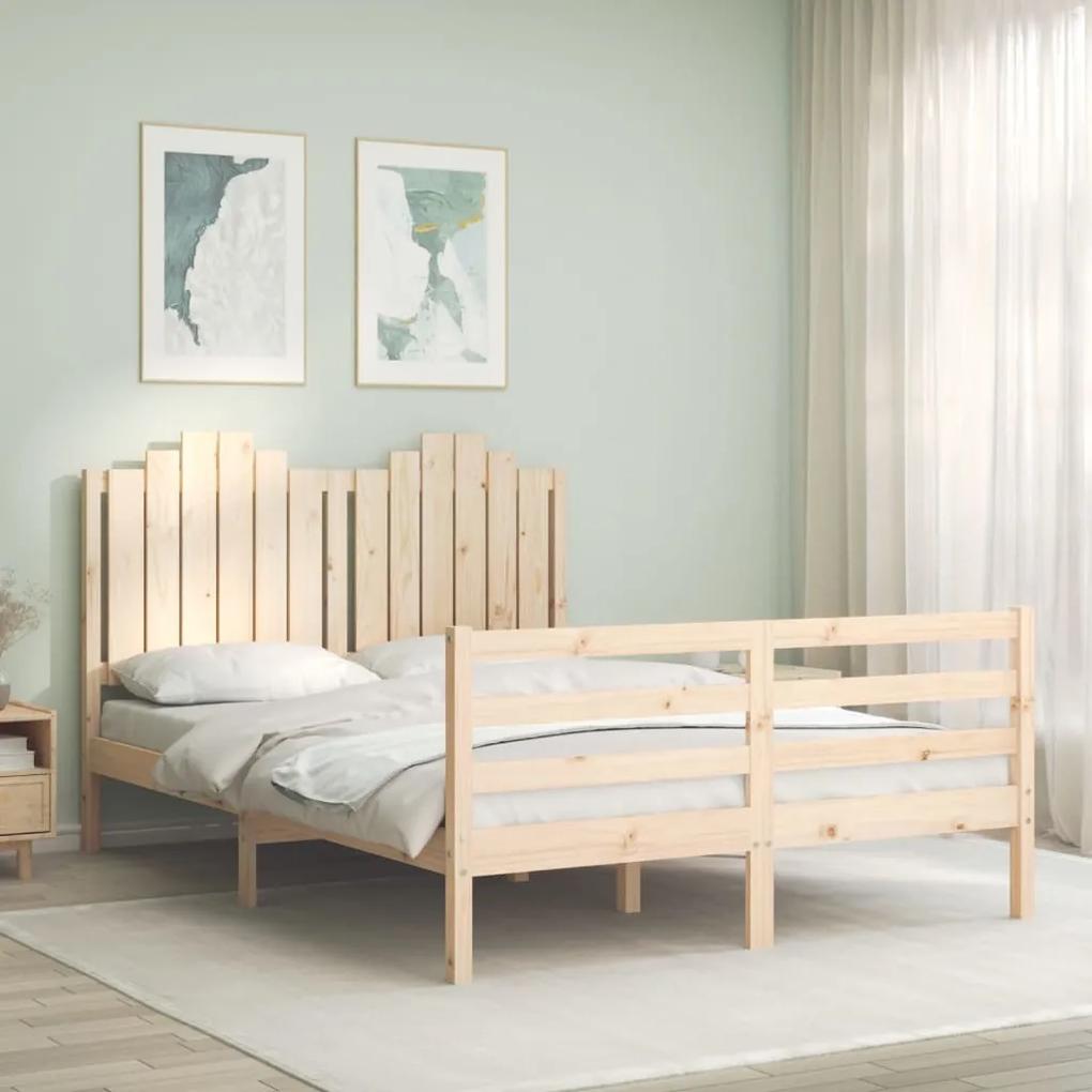 3194156 vidaXL Cadru de pat cu tăblie, dublu, lemn masiv