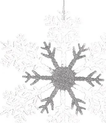 Set de decorațiuni de Crăciun Fulgi, 4 bucăți, alb, 23 x 1 x 26 cm