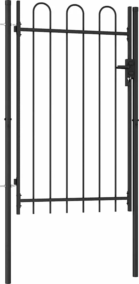 vidaXL Poartă de gard Boxtel cu ușă simplă și partea superioară arcuită din oțel, 1x1,5 m, negru