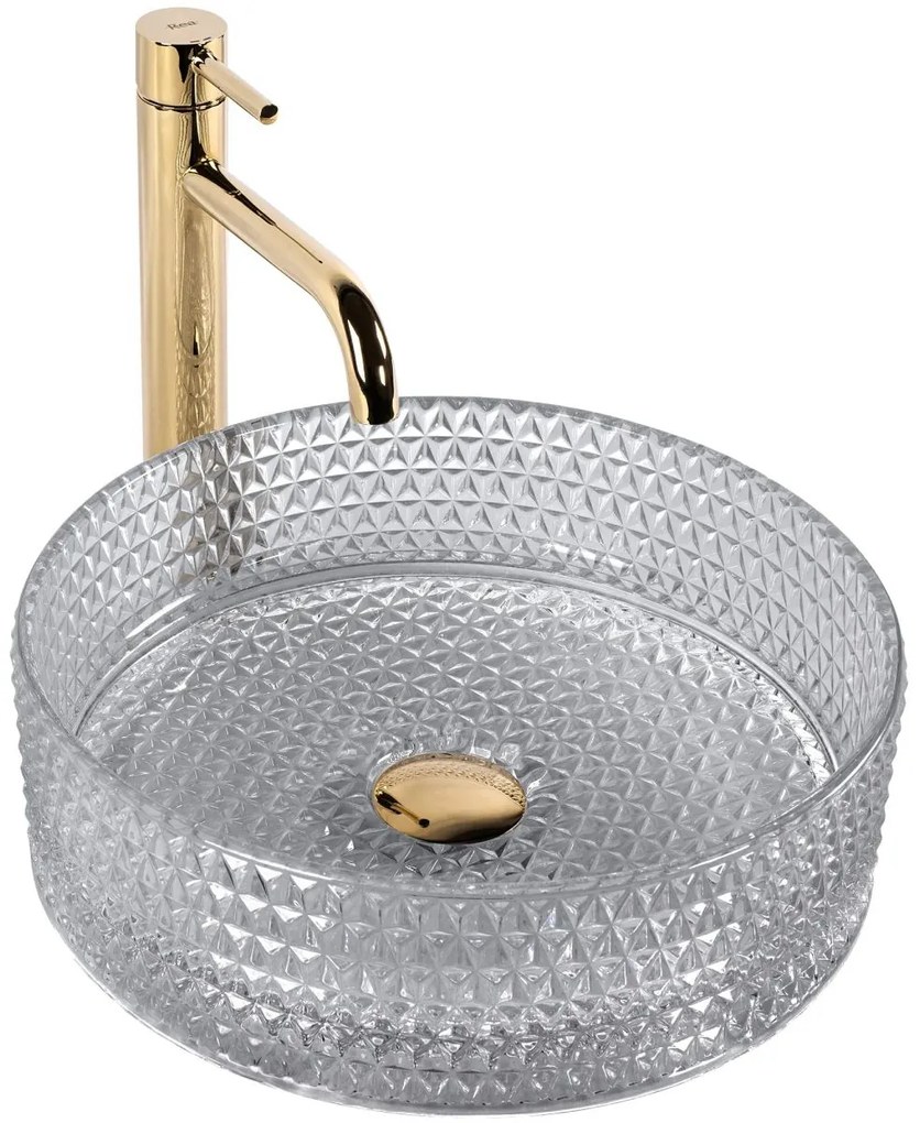 Rea Cristal lavoar 35.5x35.5 cm rotund de blat gri piatra REA-U9615