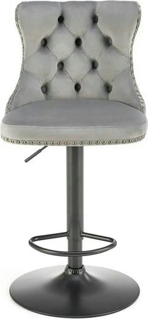 Scaun bar H117, gri/negru, stofa catifelata/otel, 47x52x96/118 cm