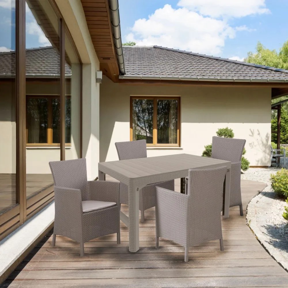 Set de mobilier de grădină Liowa 4+1 în culoarea cappuccino