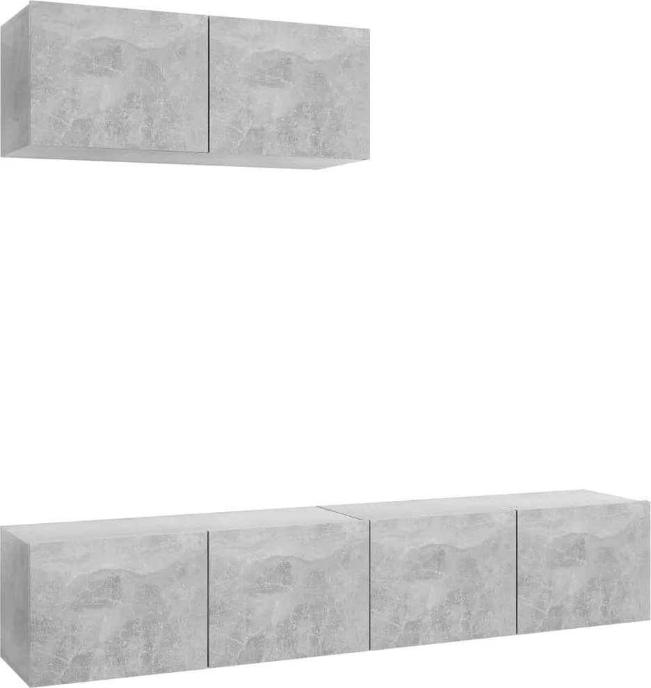vidaXL Set de dulapuri TV, 3 piese, gri beton, lemn prelucrat