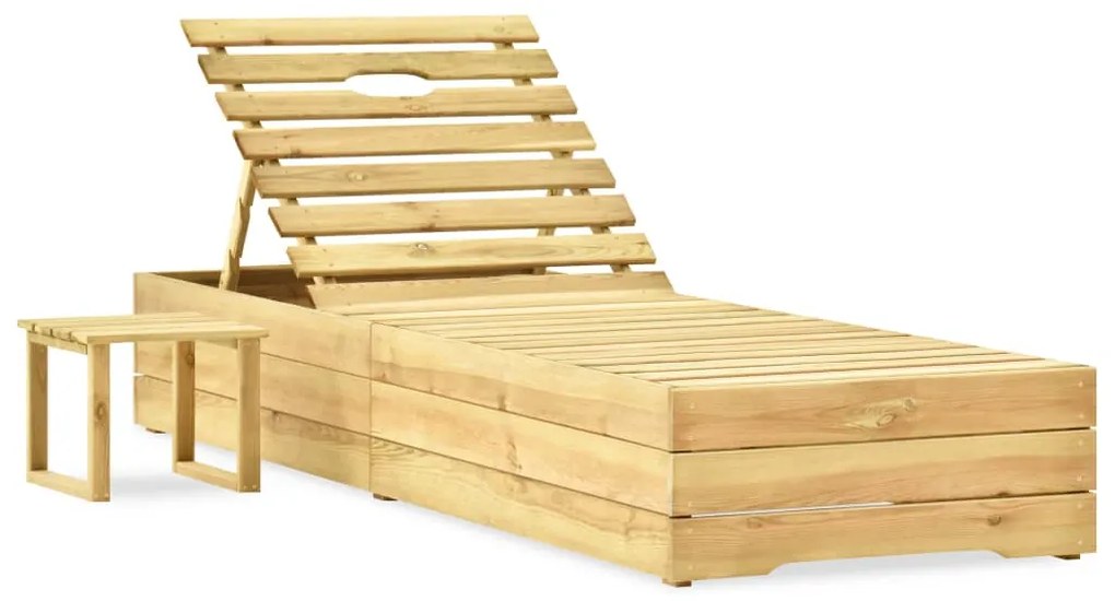 vidaXL Șezlong cu masă, lemn de pin verde tratat