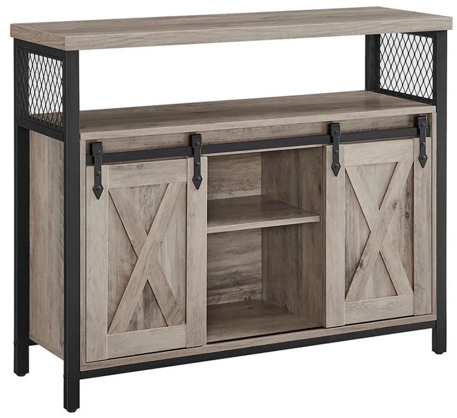 Comodă cu uși glisante FIRA taupe/negru