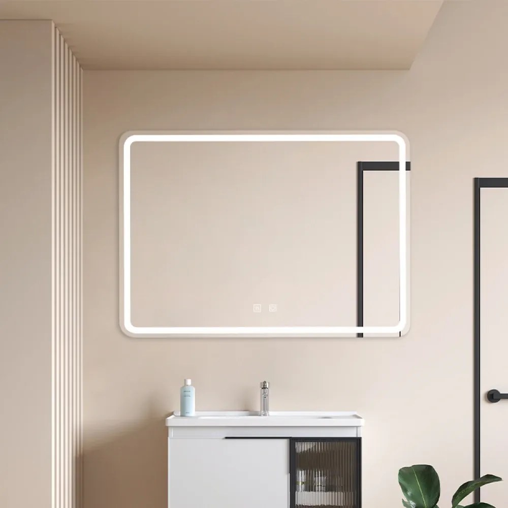 Oglindă baie, Multifuncțională, Iluminare LED Touch, Intensitate reglabila, Sistem Dezaburire, 70x50 cm