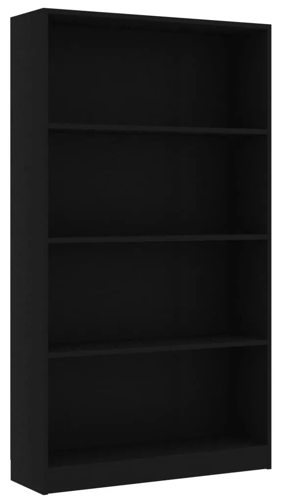 800910 vidaXL Bibliotecă cu 4 rafturi, negru, 80x24x142 cm, lemn prelucrat
