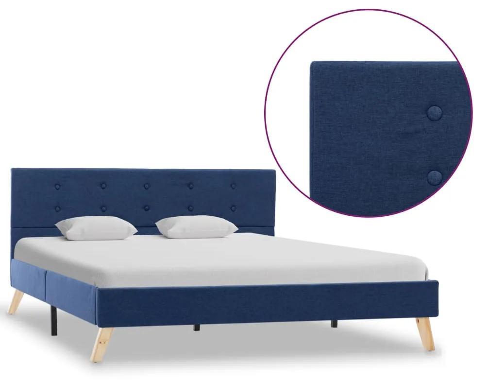 284825 vidaXL Cadru de pat, albastru, 140 x 200 cm, material textil